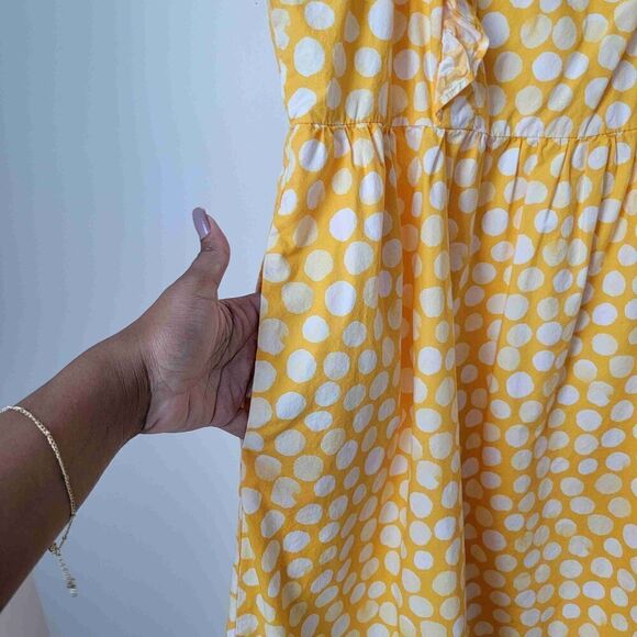Who What Wear Yellow Polka Dot Sleeveless Ruffle Square Neck Sundress Maxi Dress - Picture 9 of 10